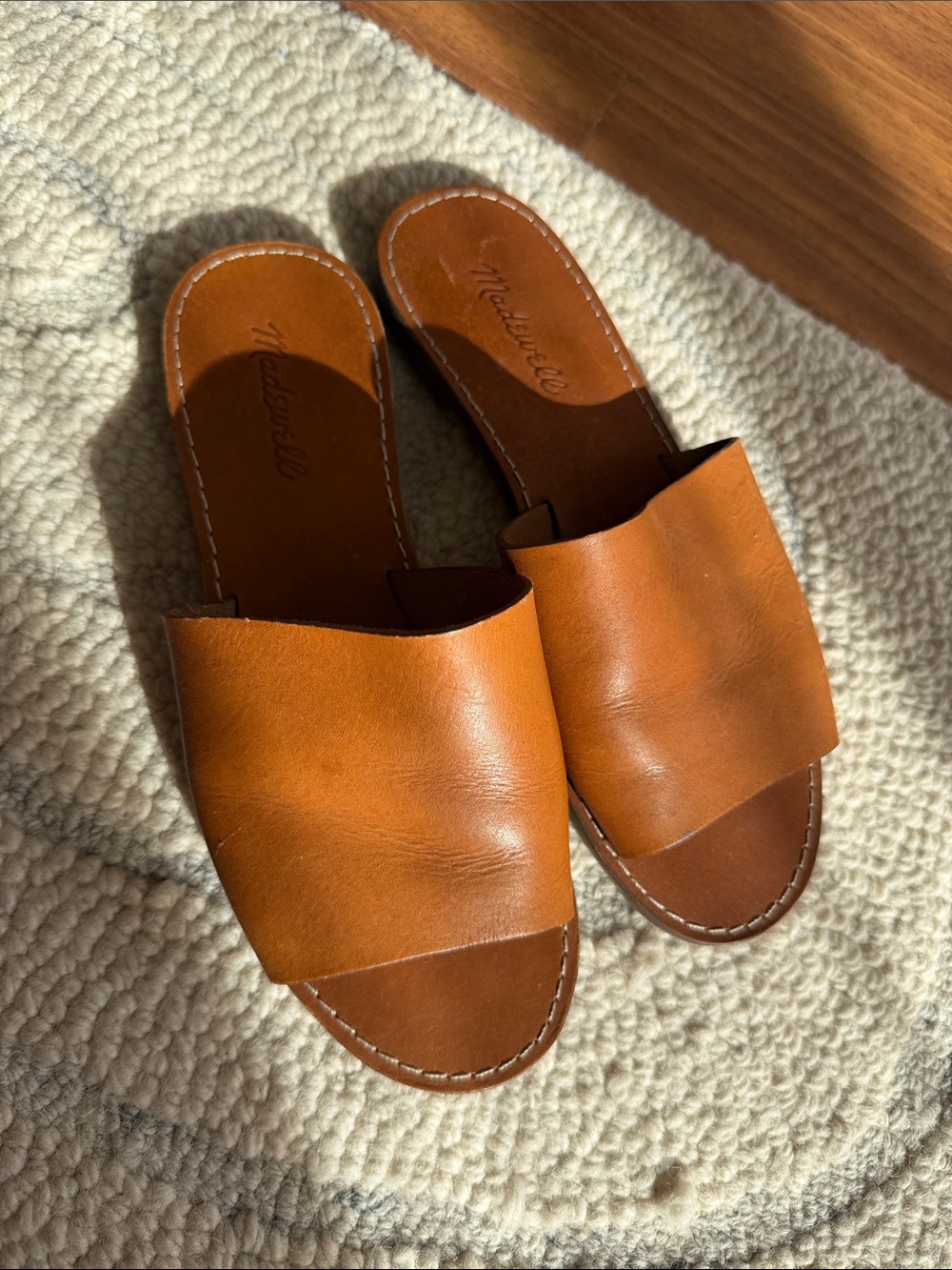 Madewell Women's Tan Leather Slide Sandals 8